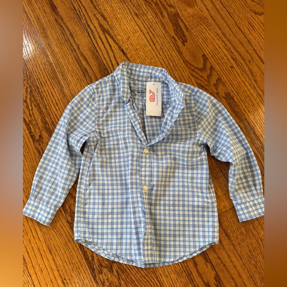 Vineyard Vines Light Blue and White Kids Button Down Shirt